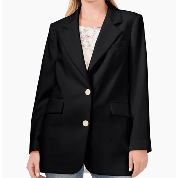 Vince Camuto Women 22W Black Relaxed Fit Two Button Front Notch-Lapel Blazer NWT - Picture 1 of 14